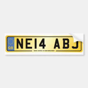 NE14 ABJ Number Plate Bumper Sticker