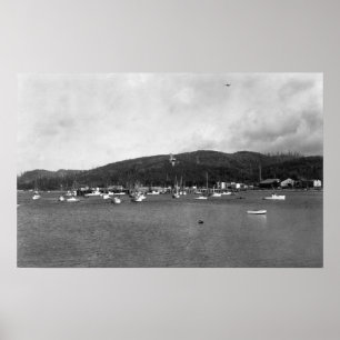 Neah Bay, WA View with Fishing Boats Photograph Poster