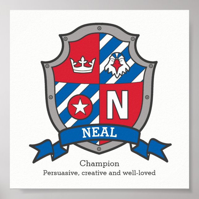 Neal boys name meaning heraldry shield poster (Front)