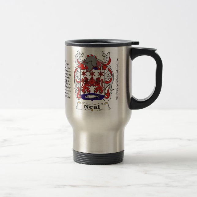 Neal Family Coat of Arms on a Travel Mug (Right)