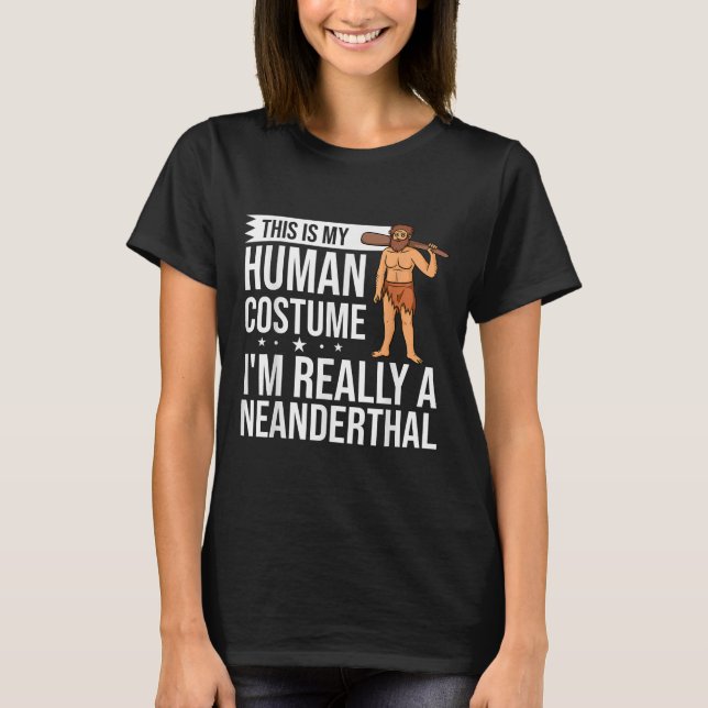 Neanderthal Caveman Woman Skull Gift T-Shirt (Front)