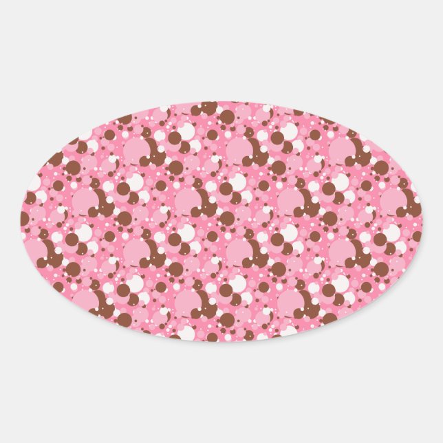 Neapolitan Dots 02 Pink Dark-OVAL STICKERS (Front)