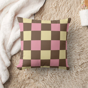 Neapolitan Ice Cream Colors Checkered Pattern Cushion