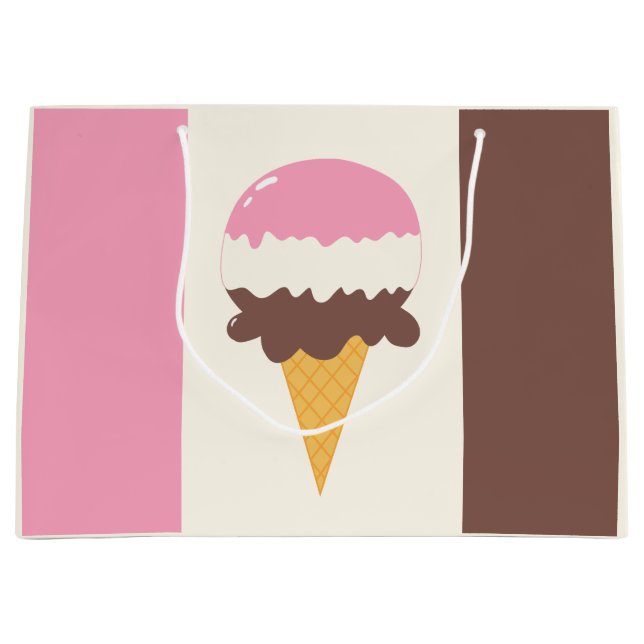 Neapolitan Ice Cream Cone Large Gift Bag (Front)