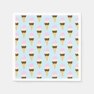 Neapolitan Ice Cream Cone Pattern Napkin