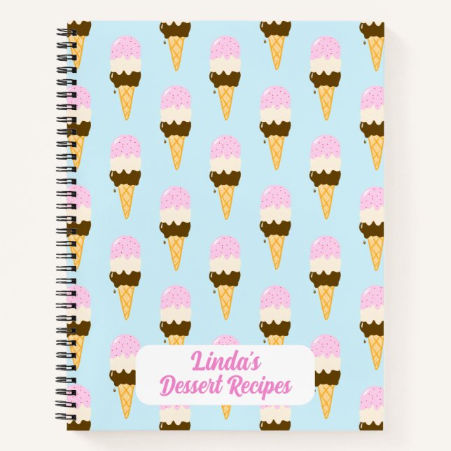 Neapolitan Ice Cream Cone Pattern Notebook (Front)