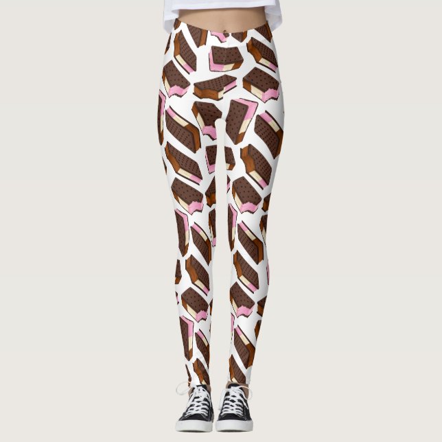 Neapolitan Ice Cream Sandwiches Seamless Pattern Leggings (Front)