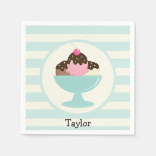 Neapolitan Ice Cream Sundae; Cherry & Sprinkles Napkin