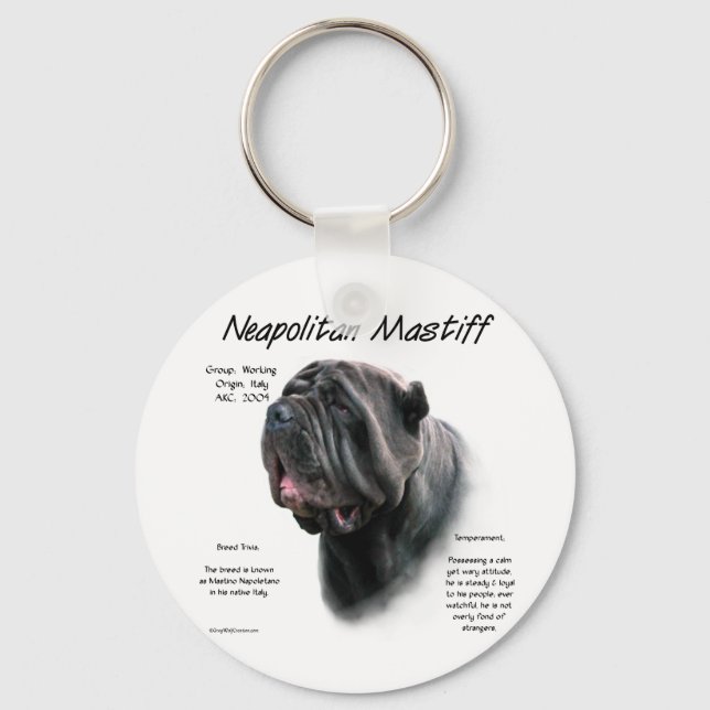 Neapolitan Mastiff (blk) History Design Key Ring (Front)