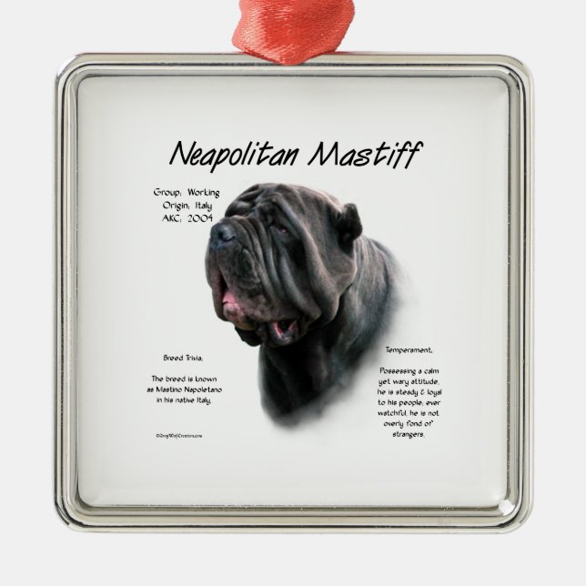 Neapolitan Mastiff (blk) History Design Metal Tree Decoration (Front)