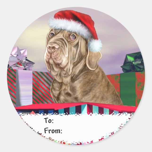 Neapolitan Mastiff Christmas Tawny Gift Tags (Front)