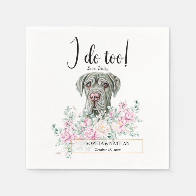 Neapolitan Mastiff Dog Wedding Cocktail Napkins (Front)
