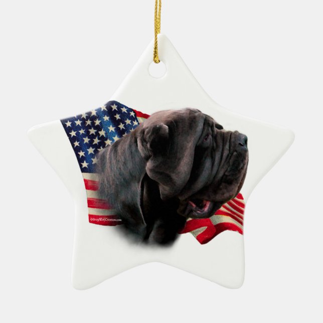 Neapolitan Mastiff Flag Ceramic Tree Decoration (Front)