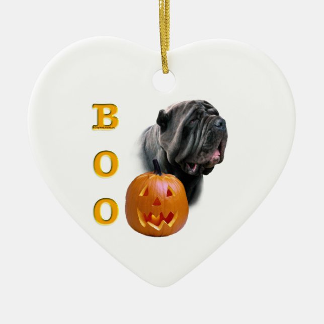 Neapolitan Mastiff Halloween BOO Ceramic Tree Decoration (Front)