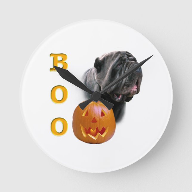 Neapolitan Mastiff Halloween BOO Round Clock (Front)
