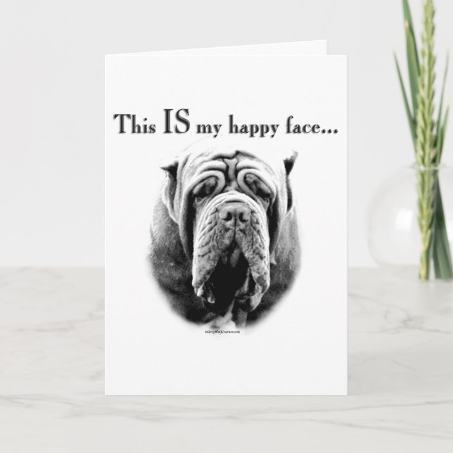 Neapolitan Mastiff Happy Face Holiday Card (Front)