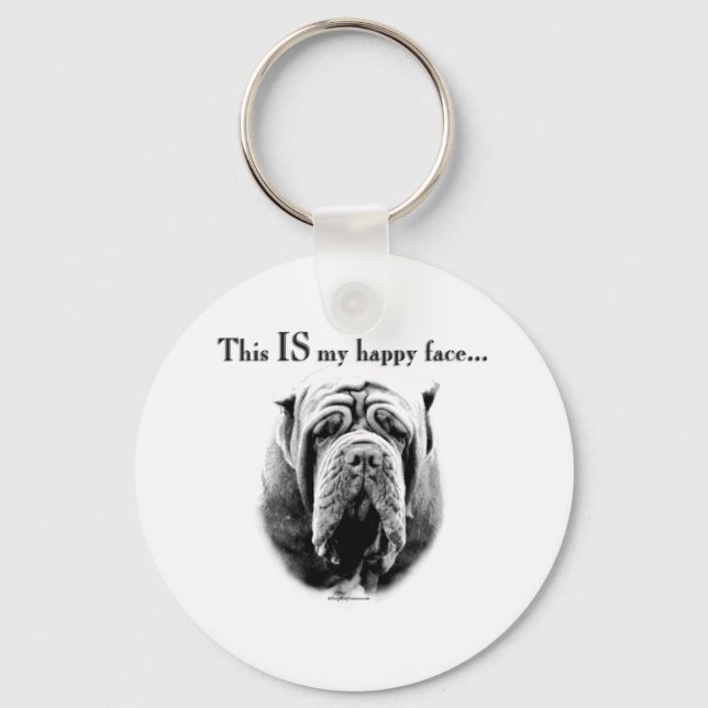 Neapolitan Mastiff Happy Face Key Ring (Front)