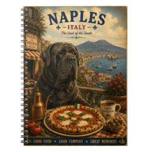 Neapolitan Mastiff in Naples Vintage Travel Art Notebook