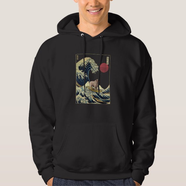 Neapolitan Mastiff Japanese Kanagawa Wave  Surf Do Hoodie (Front)