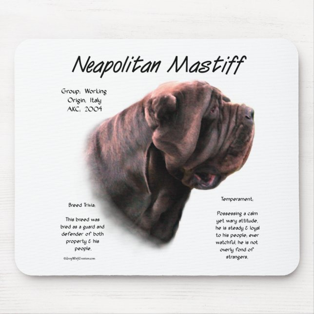 Neapolitan Mastiff (mahogany) History Design Mouse Pad (Front)