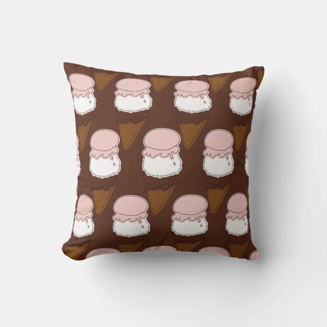 Neapolitan-Stitched Ice Cream Cones 03-Sq Pillow (Front)