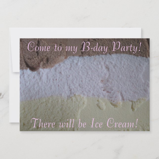 Neapolitan "Will Be Ice Cream" Bday Party Invite (Front)