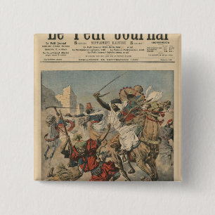 Near Casablanca the goumiers charging 15 Cm Square Badge