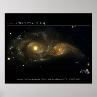 Nearly Colliding Galaxies Hubble Telescope Poster