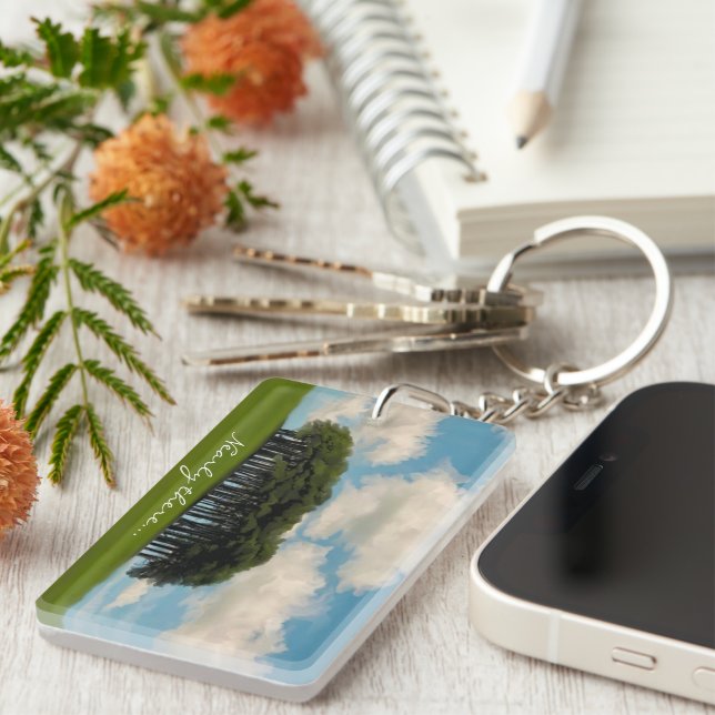 Nearly there trees Cornish drive landmark  Key Ring (Front Right)