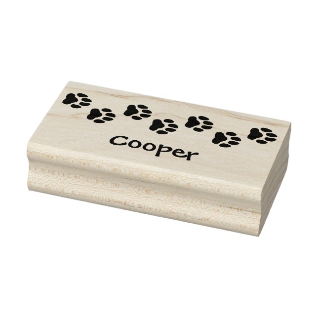 Neat Trail of Dog Paw Prints With Name Rubber Stamp (Stamp)