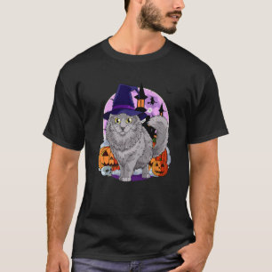 Nebelung Cat Cute Halloween Witch Pumpkin T-Shirt