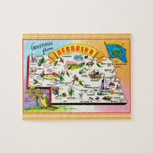 Nebraska 8x10 Postcard Map Jigsaw Puzzle