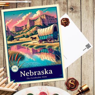 Nebraska   Anime Style Cel Shaded Postcard