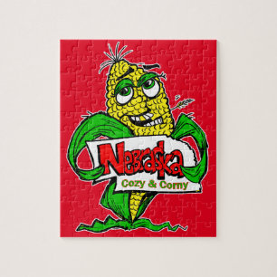 Nebraska Cartoon Corn Cob Jigsaw Puzzle