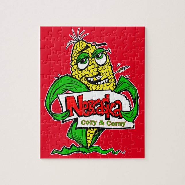 Nebraska Cartoon Corn Cob Jigsaw Puzzle (Vertical)