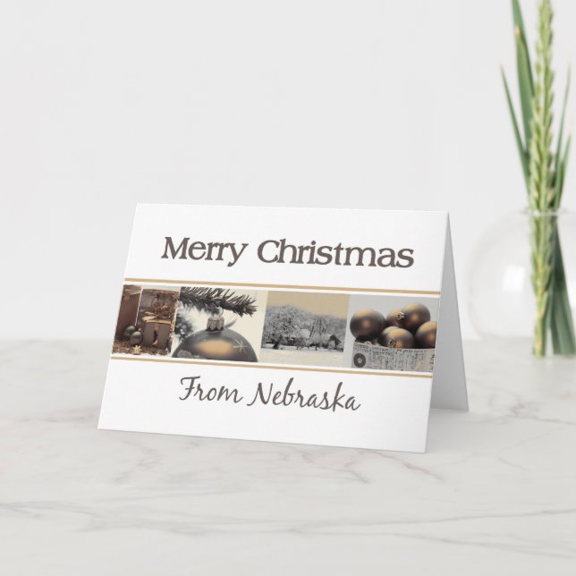 Nebraska  Christmas Card, state specific Holiday Card (Front)