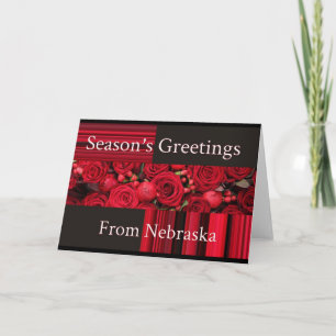 Nebraska Christmas Card with roses