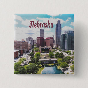 Nebraska City Skyline Omaha 15 Cm Square Badge