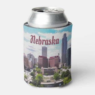 Nebraska City Skyline Omaha Can Cooler