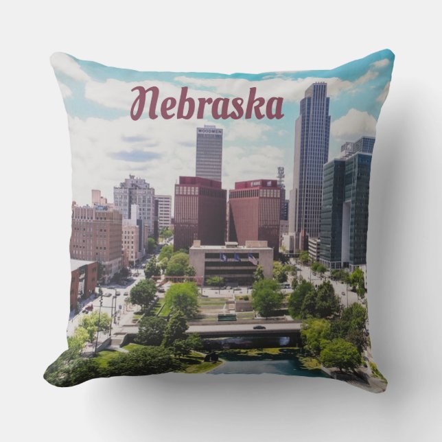 Nebraska City Skyline Omaha Cushion (Front)