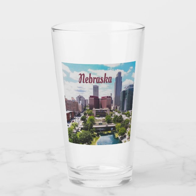 Nebraska City Skyline Omaha Glass (Front)