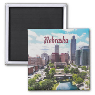 Nebraska City Skyline Omaha Magnet