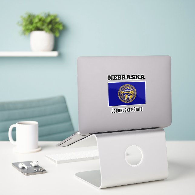 Nebraska, Cornhusker State, Flag (Laptop On Desk)