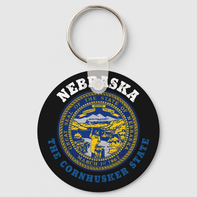 NEBRASKA CORNHUSKER STATE FLAG KEY RING (Front)