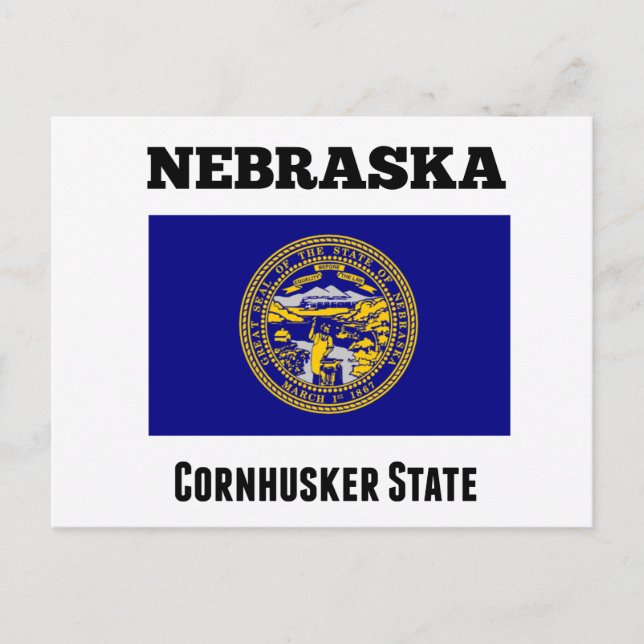 Nebraska, Cornhusker State, Flag Postcard (Front)