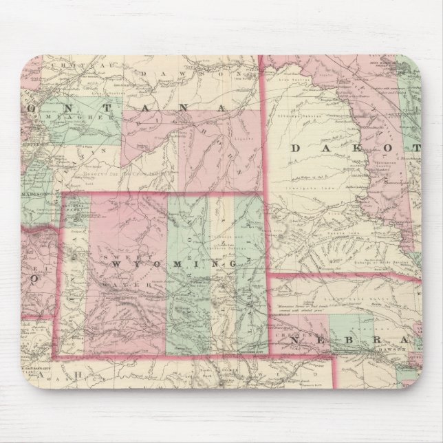 Nebraska, Dakota, Idaho, Montana, and Wyoming Mouse Pad (Front)