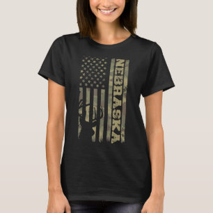 Nebraska Deer Hunter Vintage Deer Hunting Camo USA T-Shirt