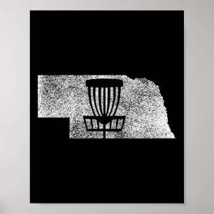 Nebraska Disc Golf State With Basket Distressed Gr Poster