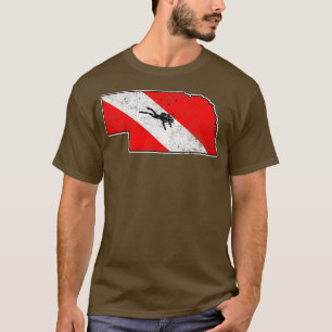 Nebraska Dive Flag Scuba Diving State Map Dive Fla T-Shirt