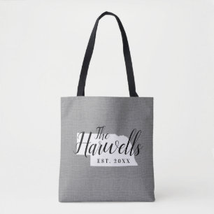 Nebraska Family Monogram State Tote Bag